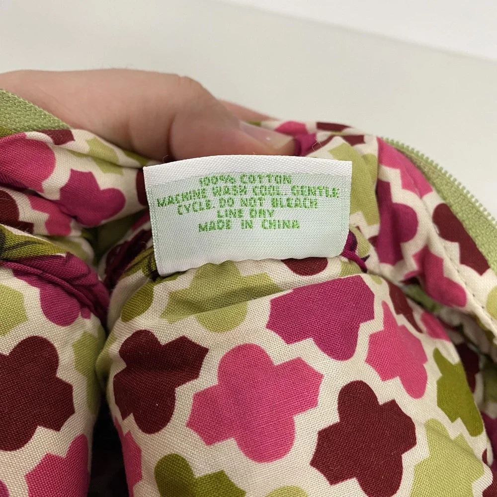 Vera Bradley Shoulder Bag Womens Floral Quilted Cotton Zip Top Purse Tote Pink